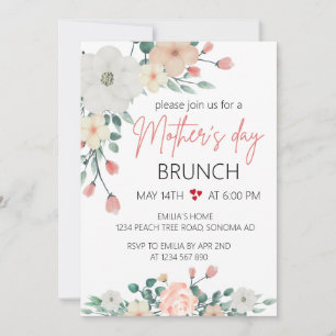 Invitation Fête de Brunch Fête des mères florales