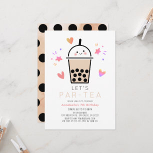 Invitation Fête de Bubble Tea Boba Par-té Anniversaire Enfant