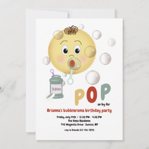 Invitation Fête de bulles mignonne