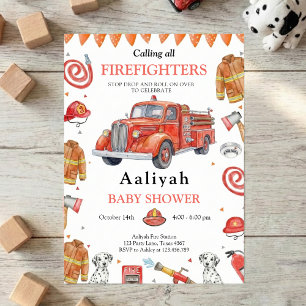 Invitation fête de camion de pompiers bébé fête véhicule douc