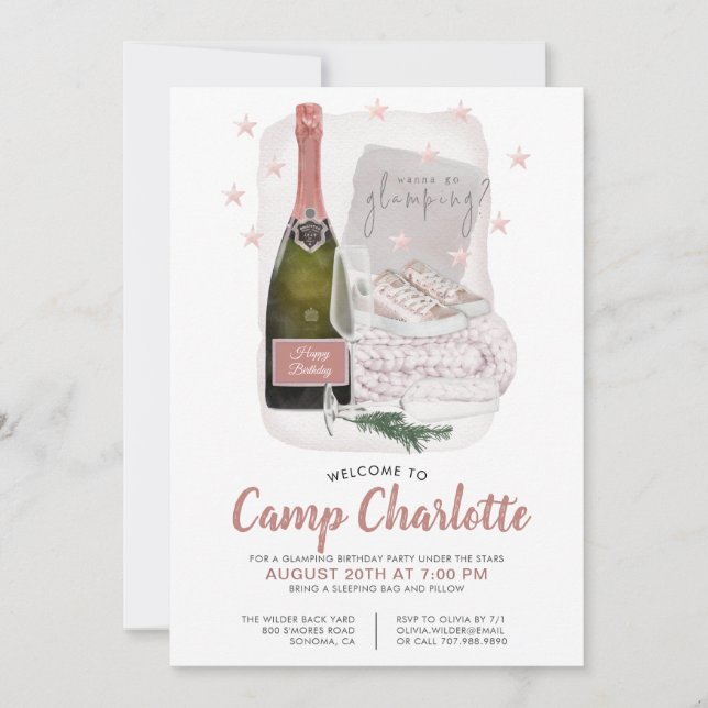 Invitation Fête De Camping Sous Les Étoiles (Devant)
