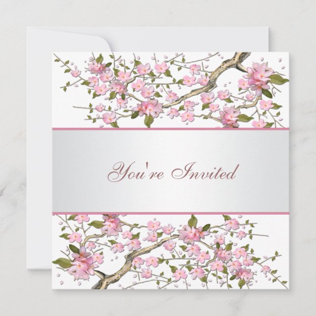Invitation Fête de Cerisiers en Fleurs pour Toutes les Occasi (Devant)
