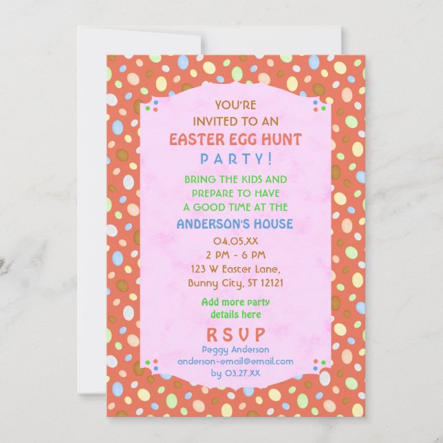 Invitation Fête de Chasse aux Oeufs de Pâques Élégante Retro  (Devant)