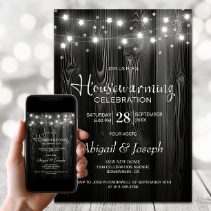 Invitation Fête de chauffage au bois noir