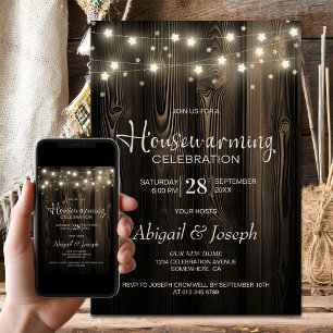 Invitation Fête de chauffage domestique en bois rustique
