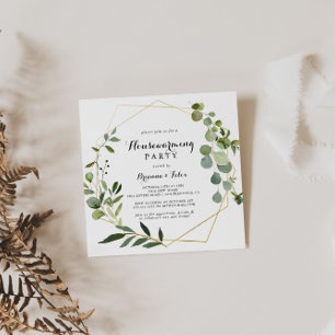 Invitation Fête de Chauffage Géométrique Or Tropical