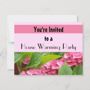 Invitation Fête de Chauffage Maison Hortensia Rose Profond