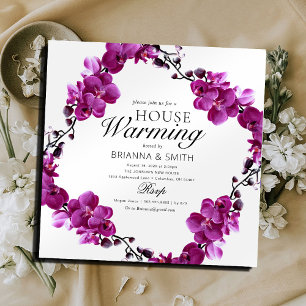 Invitation Fête de Chauffage Moderne Fleur Violet 