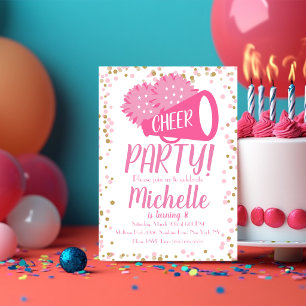 Invitation Fête de Cheerleading Fête d'anniversaire Confetti