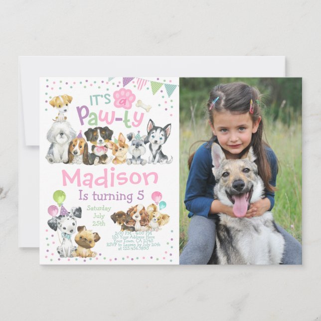 Invitation Fête de chiots (Devant)