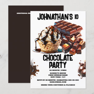 Invitation Fête de chocolat dessert d'été gaufre crème glacée