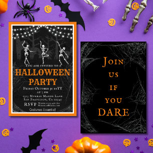 Invitation Fête de cimetière de squelettes effrayants Hallowe