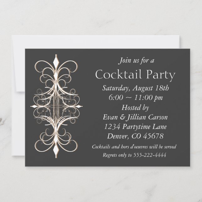 Invitation Fête de cocktail Black Gold (Devant)