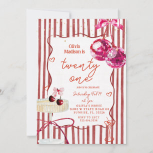 Invitation Fête de cocktail cerise boule disco