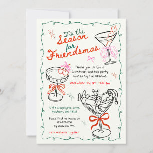 Invitation Fête de cocktail de Noël au dessin à main levée