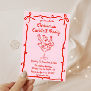 Invitation Fête de cocktail de Noël avec le Père Noël Rétro R