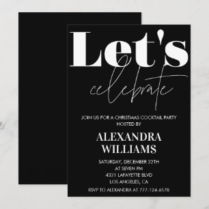 Invitation Fête de cocktail de Noël noir Célèbrons