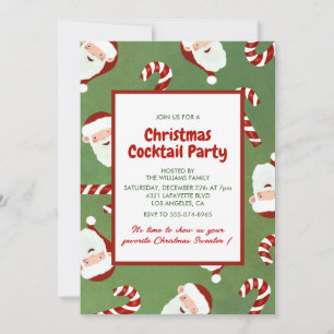 Invitation Fête de Cocktail de Noël Père Noël Sucre d'Orge