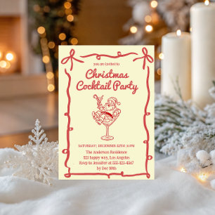 Invitation Fête de cocktail de Noël rétro avec le Père Noël