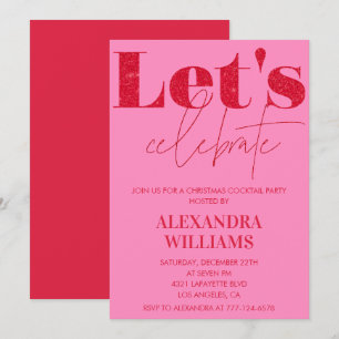 Invitation Fête de cocktail de Noël rose Célèbrons