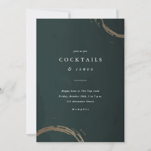 Invitation Fête de cocktail de vacances verte et or
