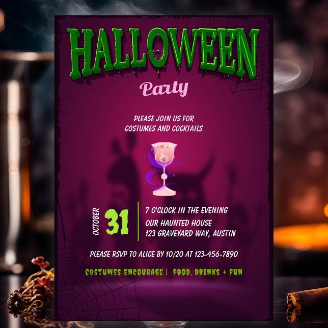 Invitation Fête de Cocktail d'Halloween adulte moderne (Créateur téléchargé)
