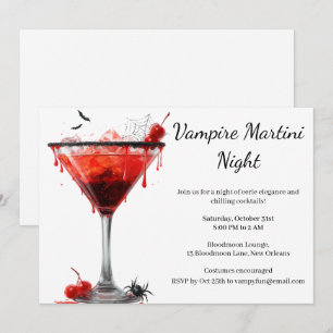 Invitation Fête de cocktail d'Halloween   Martini Vampire