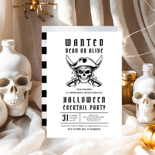 Invitation Fête de cocktail d'Halloween Tête de mort de pirat