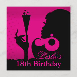 Invitation Fête de cocktail pour 18 ans fuschia