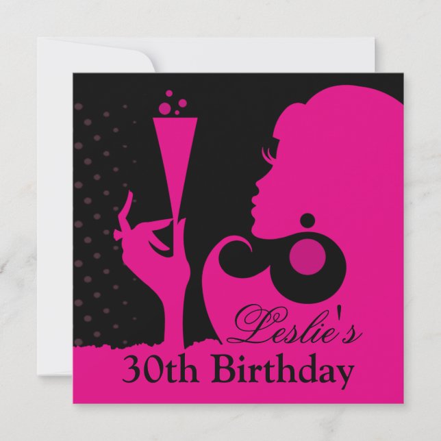 Invitation Fête de cocktail pour 30 ans en rose (Devant)