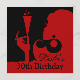 Invitation Fête de cocktail pour 30 ans rouge
