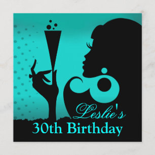 Invitation Fête de cocktail pour 30 ans teal