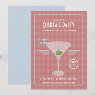 Invitation Fête de cocktail rétro vintage