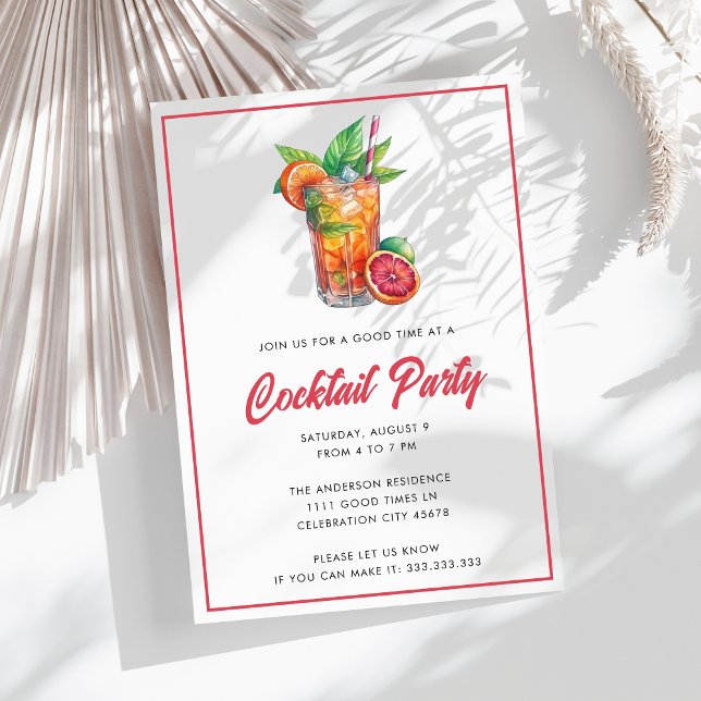 Invitation Fête de cocktail tropical dans la cour, boissons d (Créateur téléchargé)