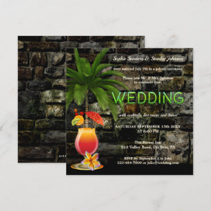Invitation Fête de Cocktail Tropical Neon Après Mariage