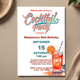 Invitation Fête de cocktails aquarelle rafraîchissante de sar