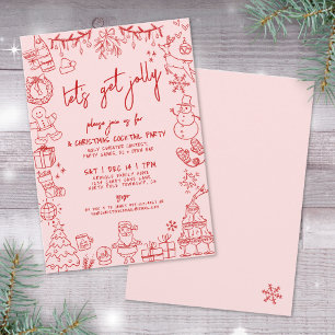 Invitation Fête de cocktails de Noël fantaisiste dessinée à l