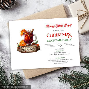 Invitation Fête de cocktails de Noël minimaliste classique