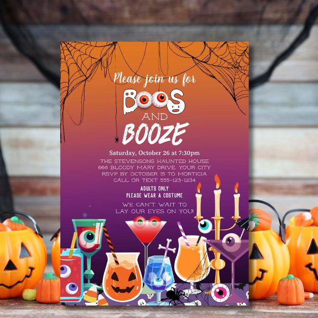 Invitation Fête de cocktails d'Halloween avec des monstres et (Créateur téléchargé)