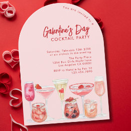 Invitation Fête de cocktails Modern Pink & Red Galentine's Da