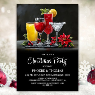 Invitation Fête de cocktails Poinsettia Noël