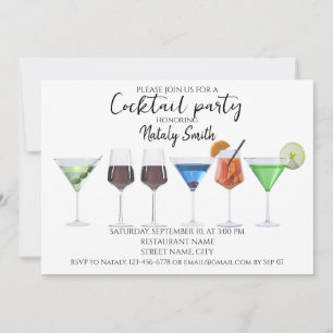 Invitation Fête de cocktails Watercolor
