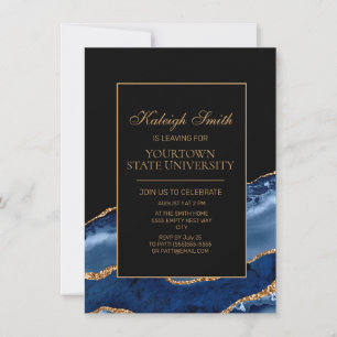 Invitation Fête de coffre universitaire élégante bleu marine
