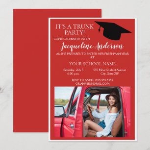 Invitation Fête de coffre universitaire photo rouge blanc