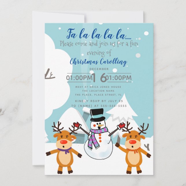 Invitation Fête de collecte de fonds de Noël caroling (Devant)