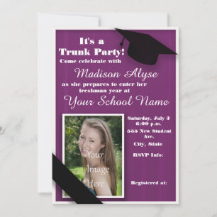 Invitation Fête de collège Tronc Violet Photo
