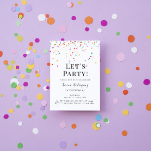 Invitation Fête de confetti simple et coloré