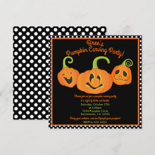 Invitation Fête de costume de sculpture Citrouille d'Hallowee