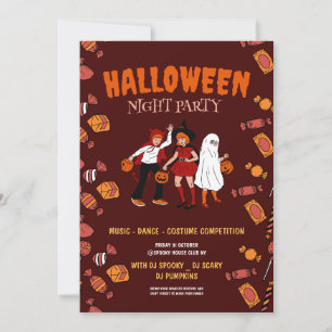 Invitation fête de costume d'Halloween, nuit d'Halloween