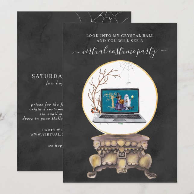 Invitation Fête de costume d'Halloween virtuelle (Devant / Derrière)